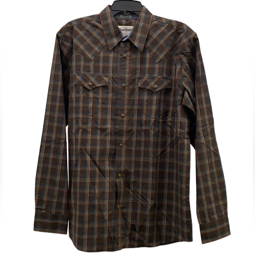 Cody James Men’s Brown Plaid Print Long Sleeve Snap Western Flannel Shirt. New